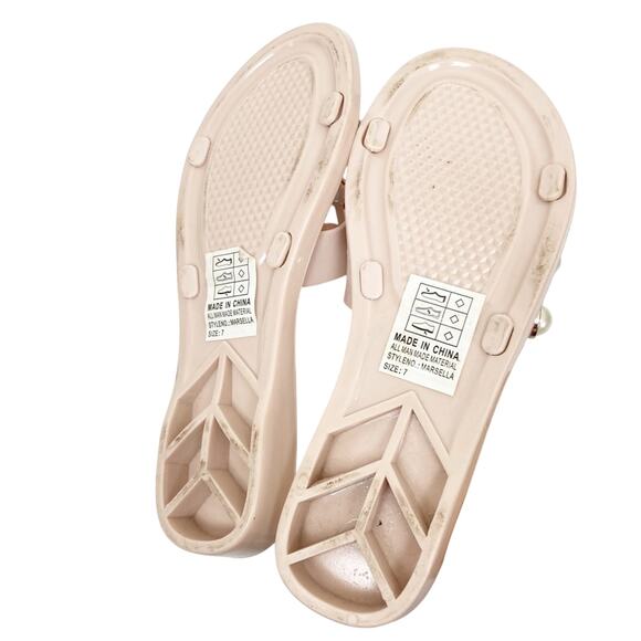 Victoria Adames Marsella Cream Pearl Jelly Slide Sandals Sz 7 - Picture 4 of 7